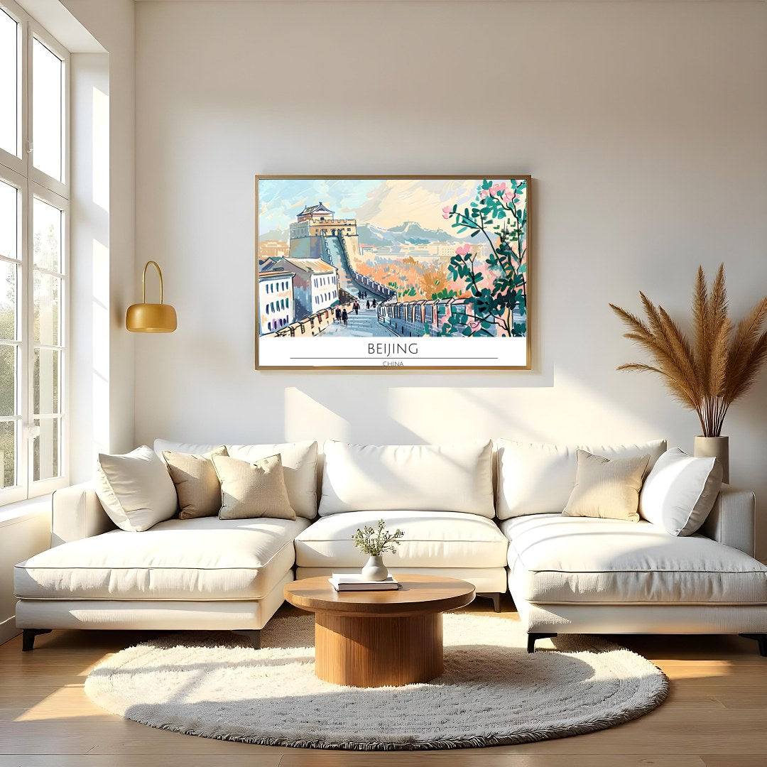 Capture the tranquil beauty of a walk along the Great Wall with this stunning piece showcasing for Living Room