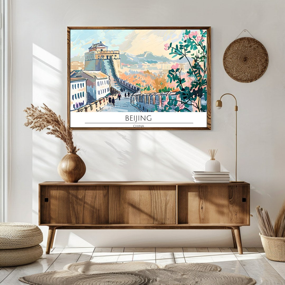 Capture the tranquil beauty of a walk along the Great Wall with this stunning piece showcasing for Sitting Area
