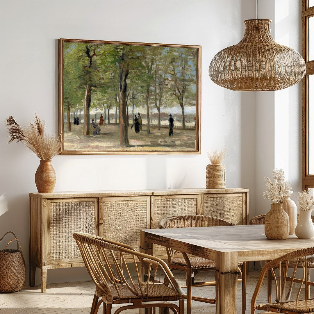 Immerse yourself in the tranquility of a leisurely day amidst tall, lush trees with this for Dining