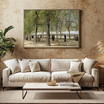Immerse yourself in the tranquility of a leisurely day amidst tall, lush trees with this for Family Room
