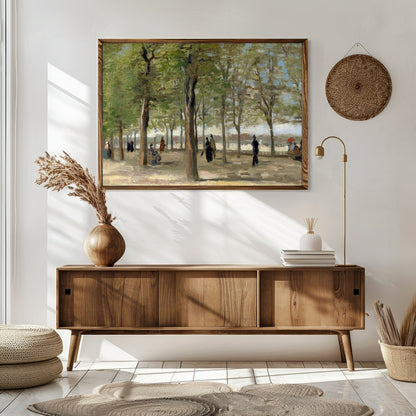 Immerse yourself in the tranquility of a leisurely day amidst tall, lush trees with this for Sitting Area