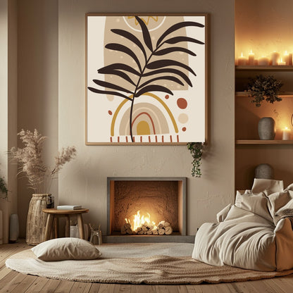 Bring the tranquility of nature into your space with this serene sunrise botanical illustration. for Hall