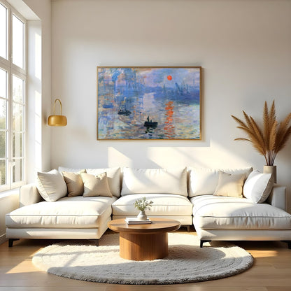 This exquisite artwork captures the ethereal beauty of a sunrise over an industrial harbor. The for Living Room