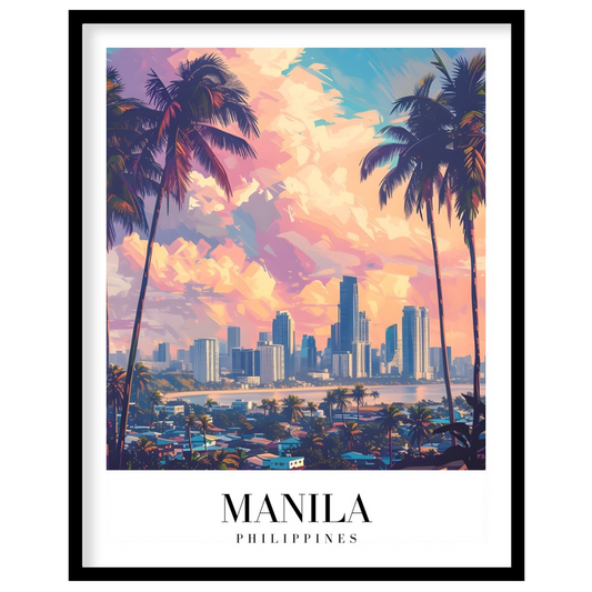 Capture the breathtaking beauty of Manila's skyline at sunset with this stunning artwork. The for residence