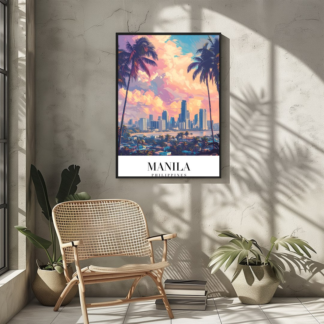 Capture the breathtaking beauty of Manila's skyline at sunset with this stunning artwork. The for Sitting Area