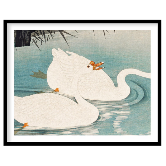 Experience the grace and elegance of nature with this exquisite depiction of swans gliding through for bedroom