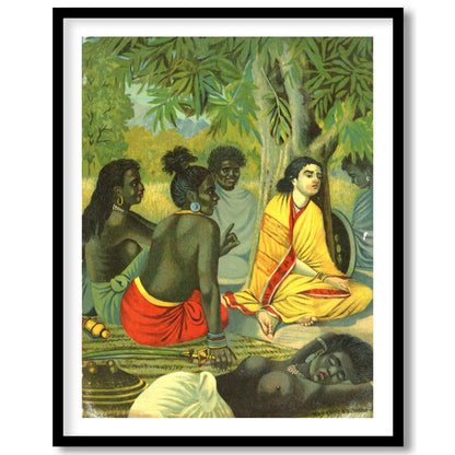 Experience the tranquility and warmth of community with this captivating artwork, depicting a for area