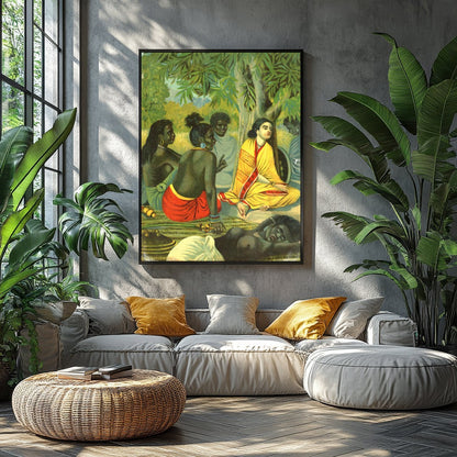 Experience the tranquility and warmth of community with this captivating artwork, depicting a for Balcony