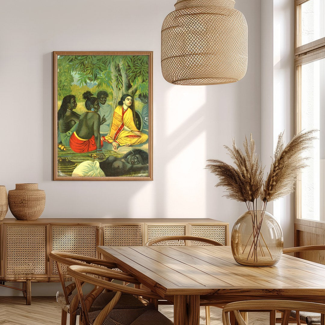Experience the tranquility and warmth of community with this captivating artwork, depicting a for Extra Kitchen