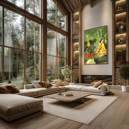 Experience the tranquility and warmth of community with this captivating artwork, depicting a for Living Room