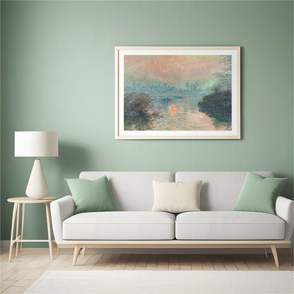 Immerse yourself in the tranquil hues of 'Serene Twilight Over River', a captivating piece that for Hall
