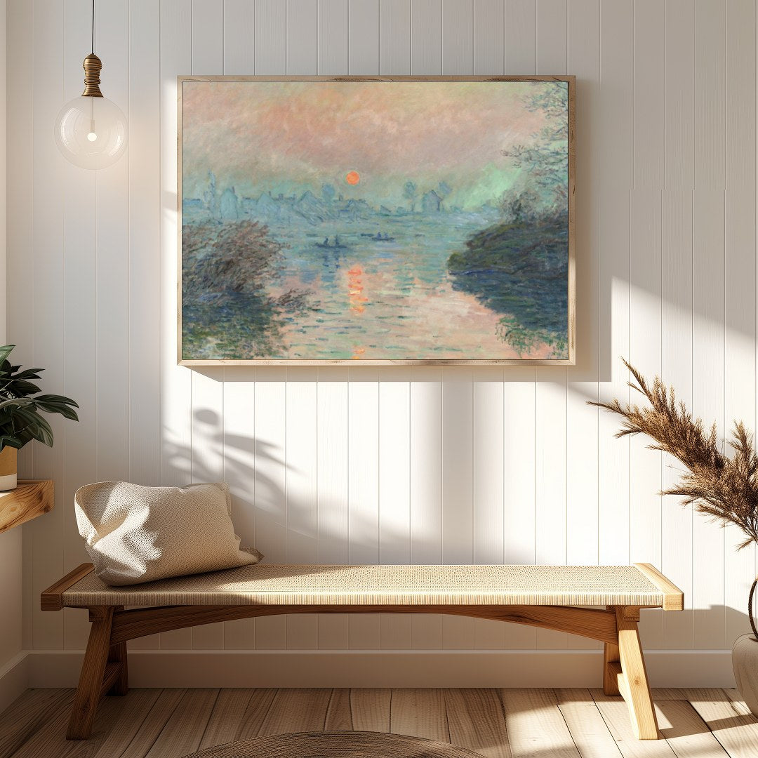 Immerse yourself in the tranquil hues of 'Serene Twilight Over River', a captivating piece that for Hallway