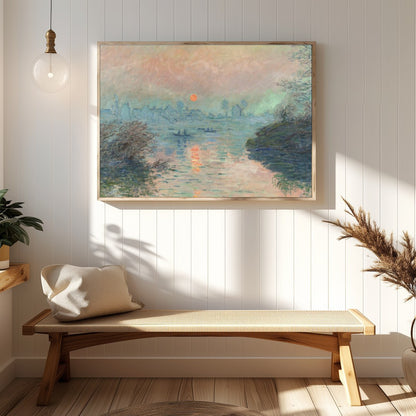 Immerse yourself in the tranquil hues of 'Serene Twilight Over River', a captivating piece that for Hallway