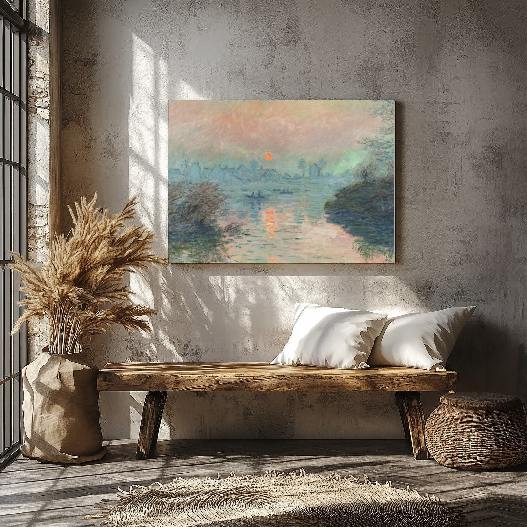 Immerse yourself in the tranquil hues of 'Serene Twilight Over River', a captivating piece that for Veranda