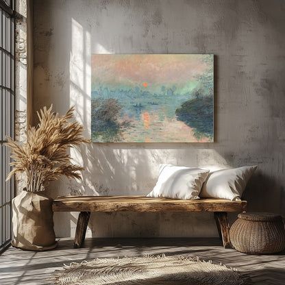 Immerse yourself in the tranquil hues of 'Serene Twilight Over River', a captivating piece that for Veranda