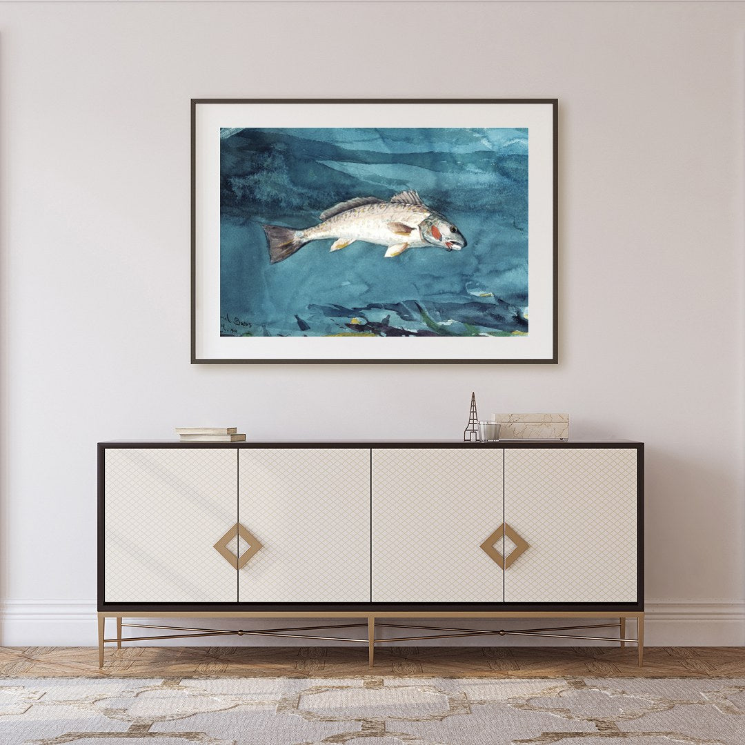 Immerse yourself in the tranquil beauty of marine life with this exquisite watercolor painting. The for Foyer