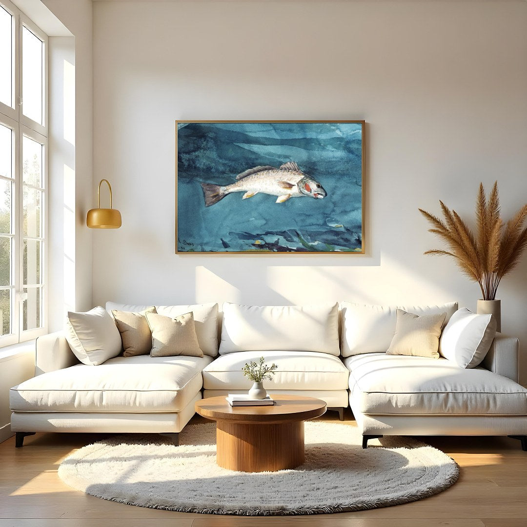 Immerse yourself in the tranquil beauty of marine life with this exquisite watercolor painting. The for Living Room