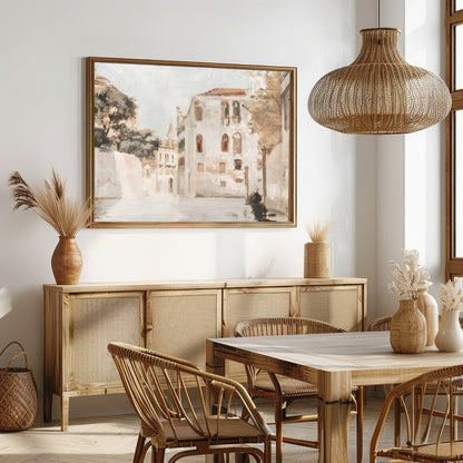 Immerse yourself in the tranquil charm of Venice with this exquisite wall art piece. Capturing a for Dining