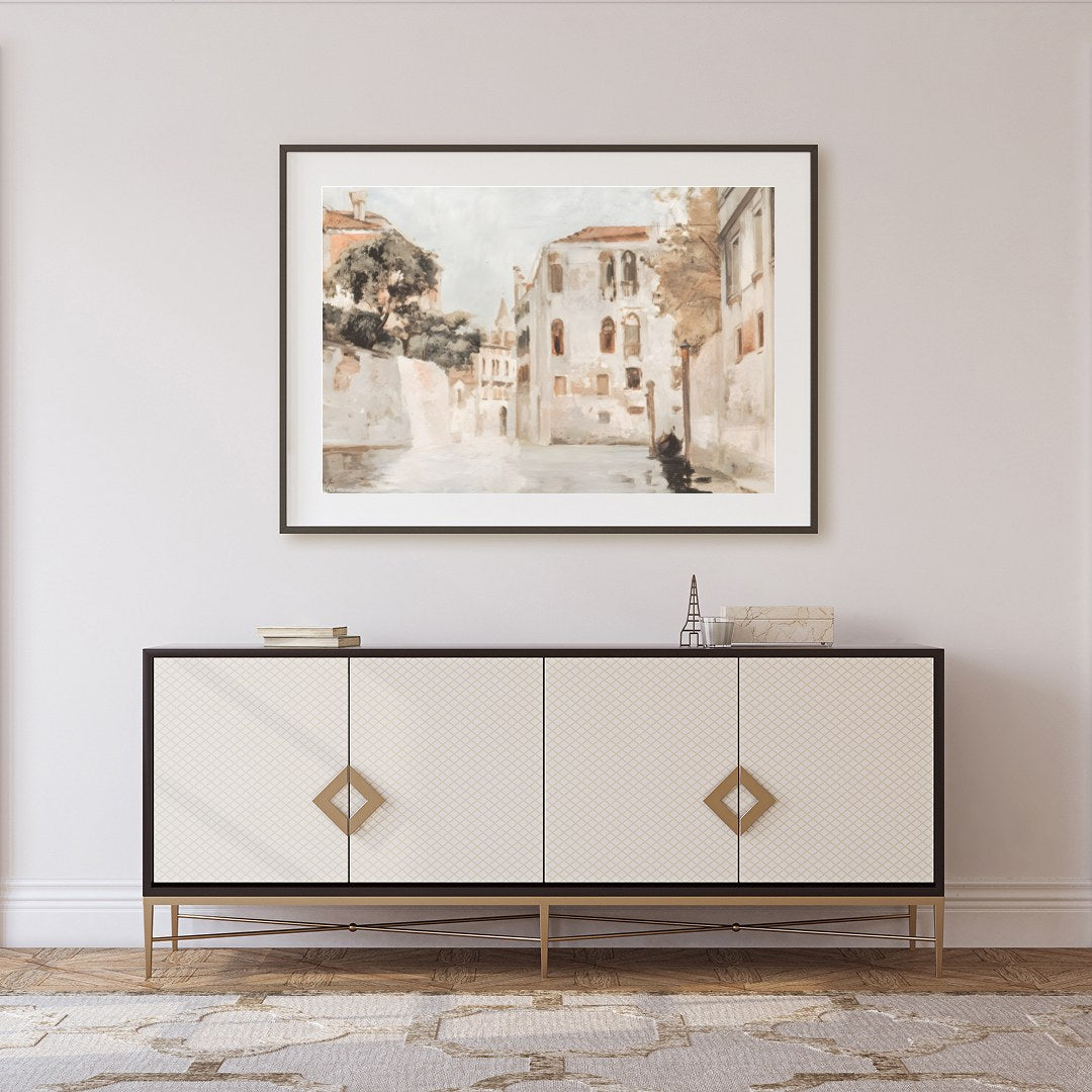Immerse yourself in the tranquil charm of Venice with this exquisite wall art piece. Capturing a for Foyer