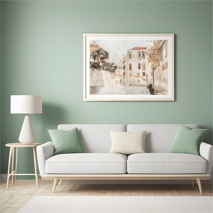 Immerse yourself in the tranquil charm of Venice with this exquisite wall art piece. Capturing a for Hall