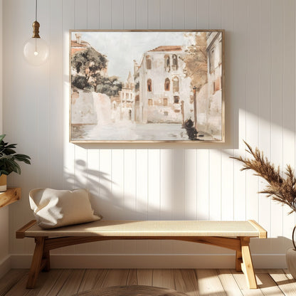 Immerse yourself in the tranquil charm of Venice with this exquisite wall art piece. Capturing a for Hallway