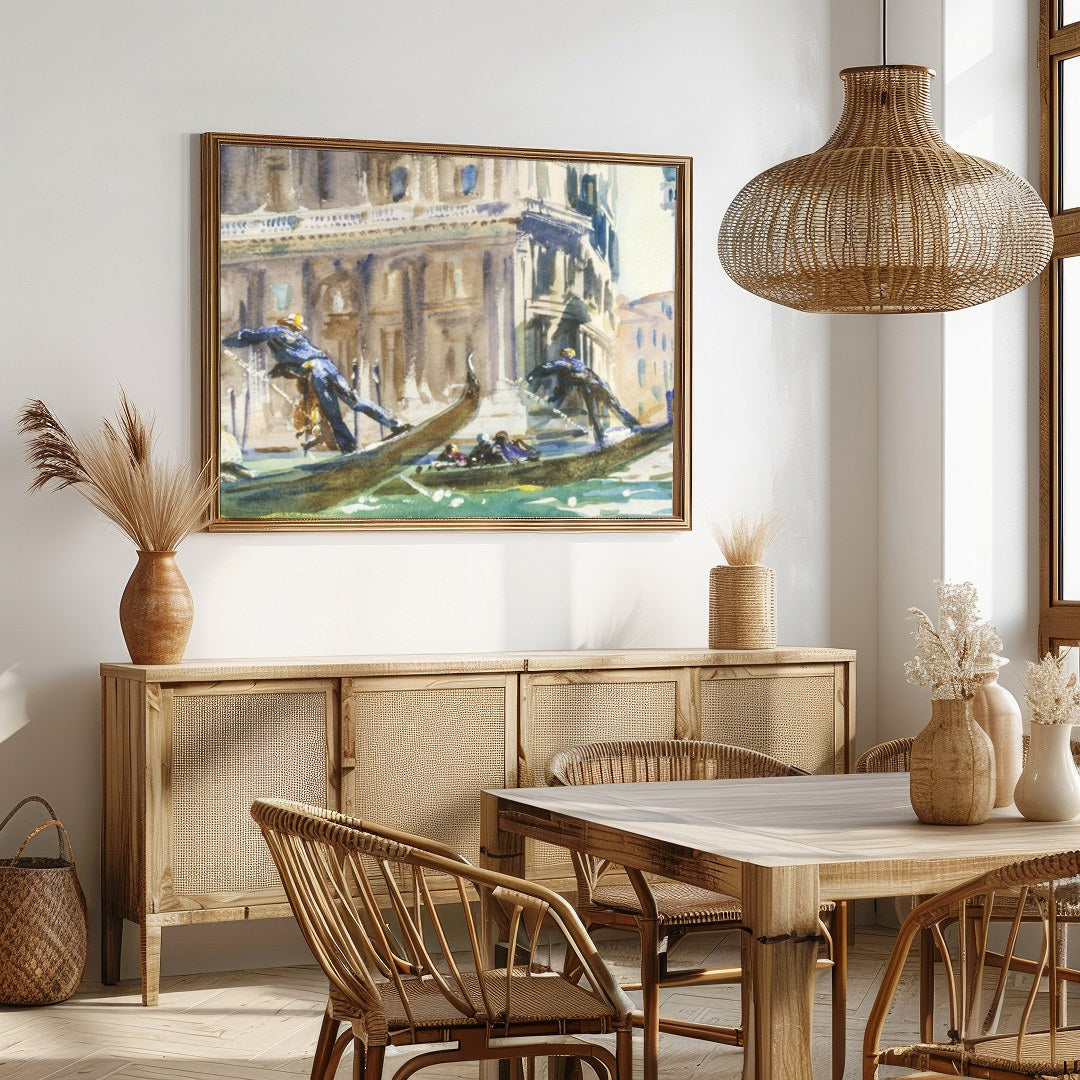 Experience the timeless elegance of Venice with this stunning watercolor painting capturing for Dining