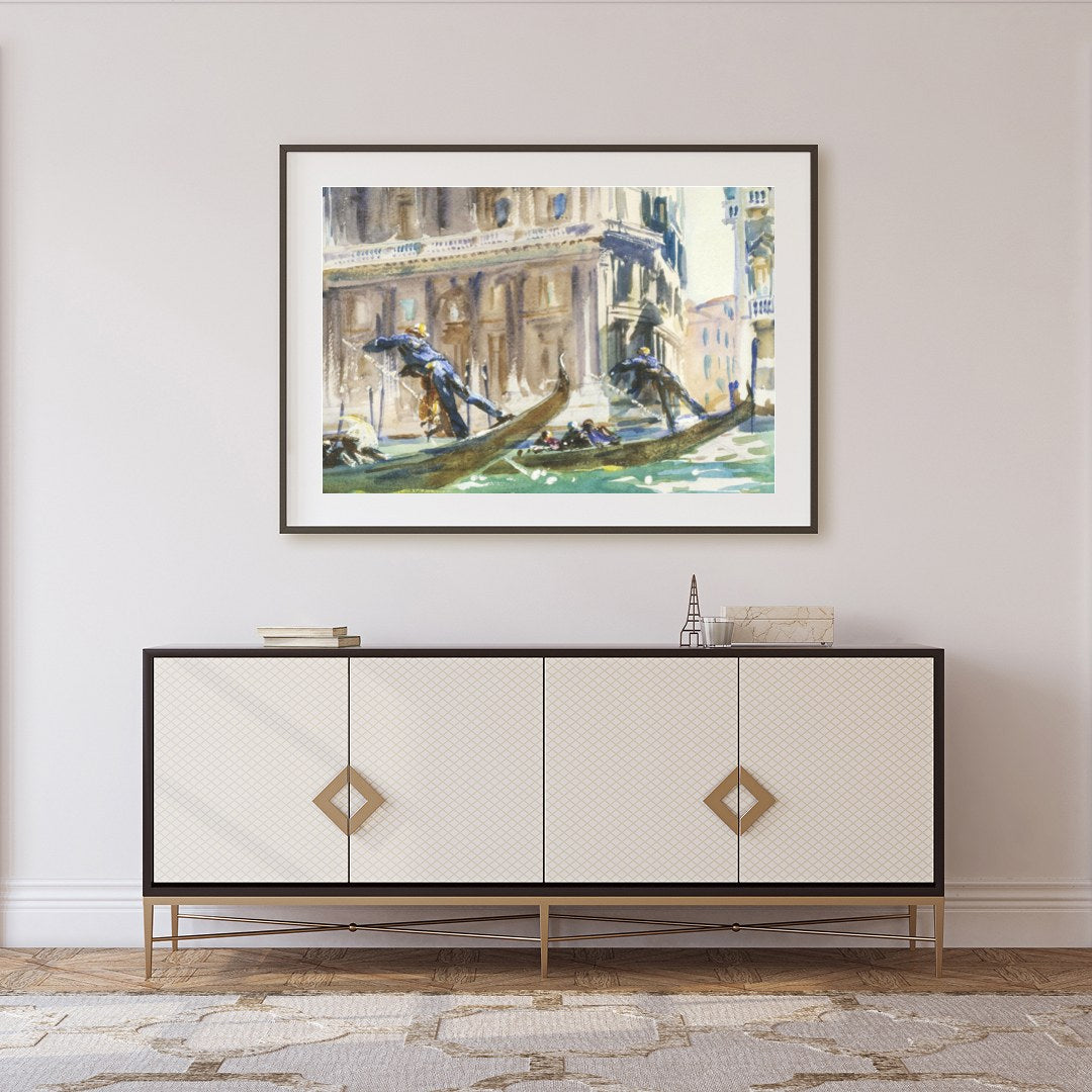 Experience the timeless elegance of Venice with this stunning watercolor painting capturing for Foyer