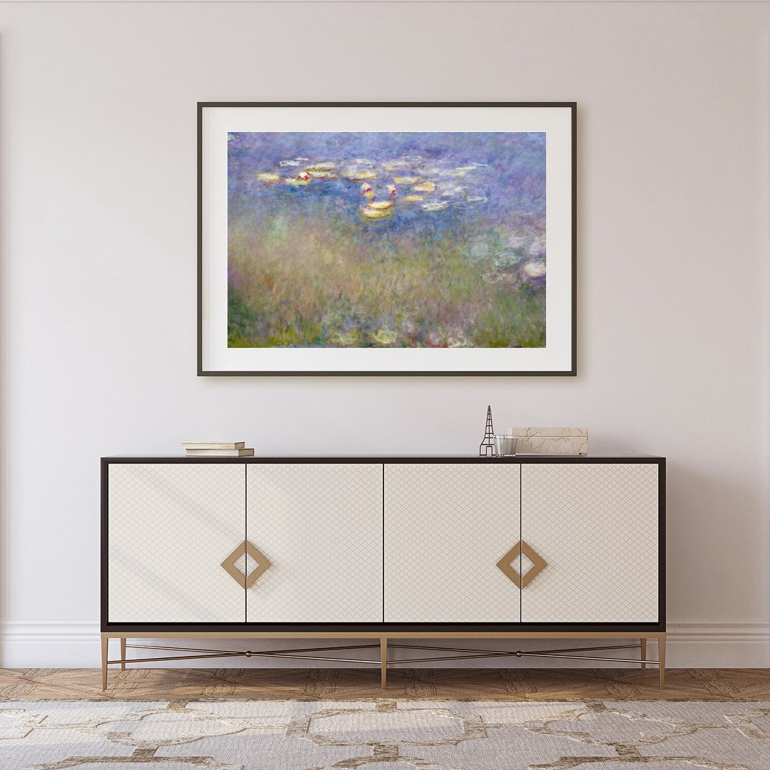 Immerse yourself in a tranquil escape with this impressionistic masterpiece depicting water lilies for Foyer