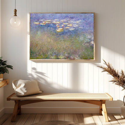 Immerse yourself in a tranquil escape with this impressionistic masterpiece depicting water lilies for gallery