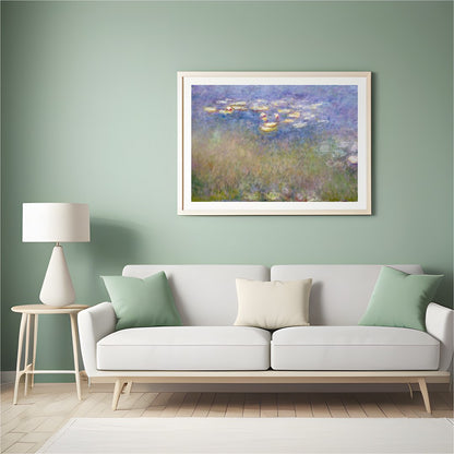 Immerse yourself in a tranquil escape with this impressionistic masterpiece depicting water lilies for Hall