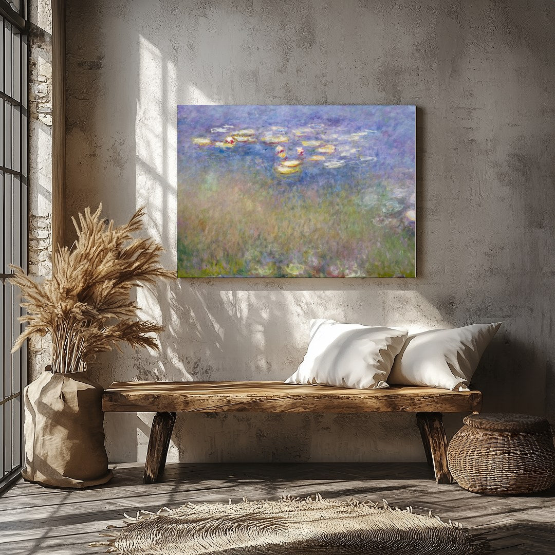 Immerse yourself in a tranquil escape with this impressionistic masterpiece depicting water lilies for Veranda