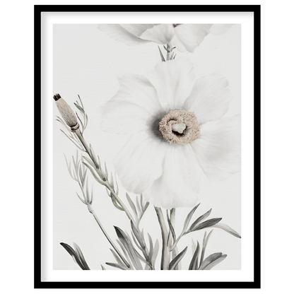 This exquisite artwork captures the delicate beauty of white florals, exuding a serene and calming for bedroom