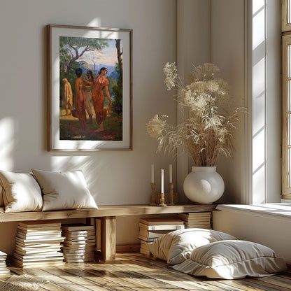 Capture the essence of tranquil beauty with this enchanting artwork featuring a serene gathering for room