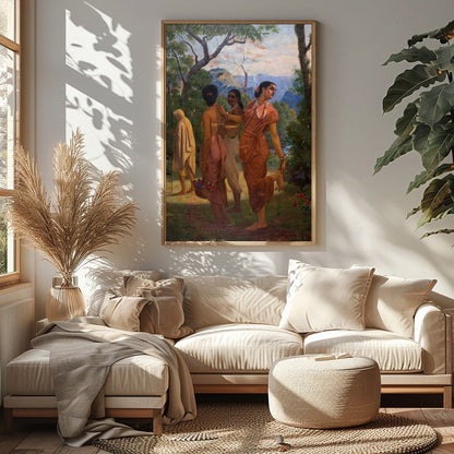 Capture the essence of tranquil beauty with this enchanting artwork featuring a serene gathering for Sitting Area