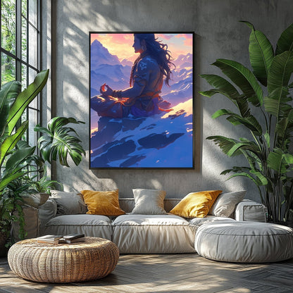 Capture the essence of tranquility with this stunning artwork featuring a serene figure meditating for Balcony