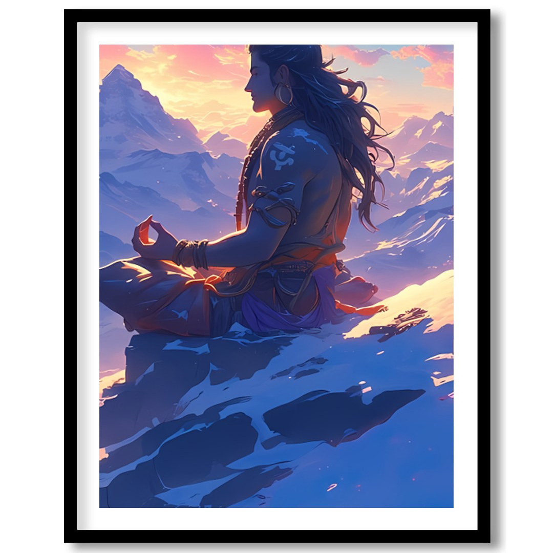 Capture the essence of tranquility with this stunning artwork featuring a serene figure meditating for kitchen