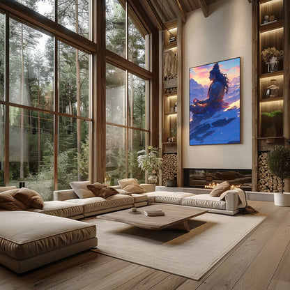Capture the essence of tranquility with this stunning artwork featuring a serene figure meditating for Living Room