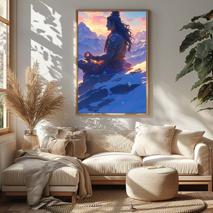 Capture the essence of tranquility with this stunning artwork featuring a serene figure meditating for Sitting Area