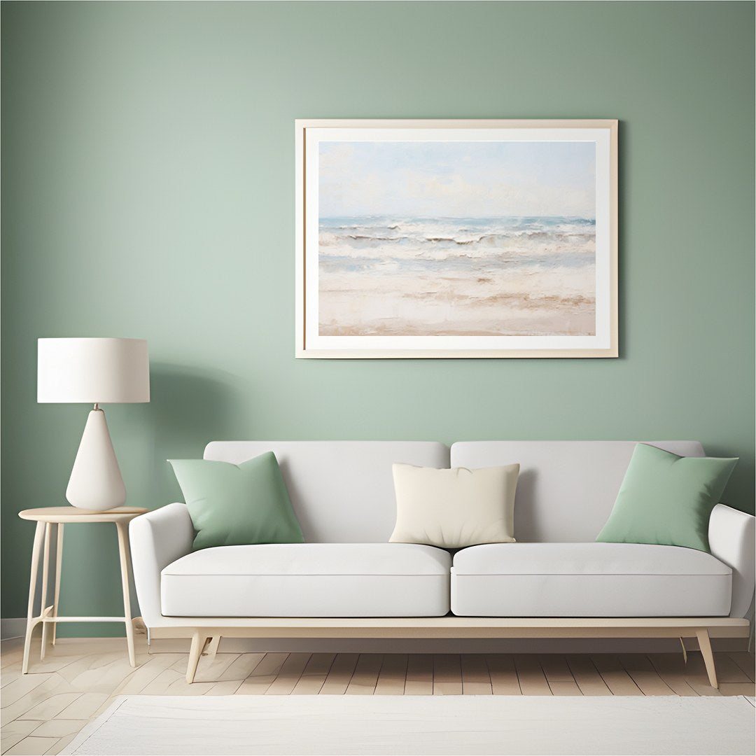 Immerse yourself in the tranquil embrace of 'Serenity at the Shoreline,' a captivating piece that for Hall