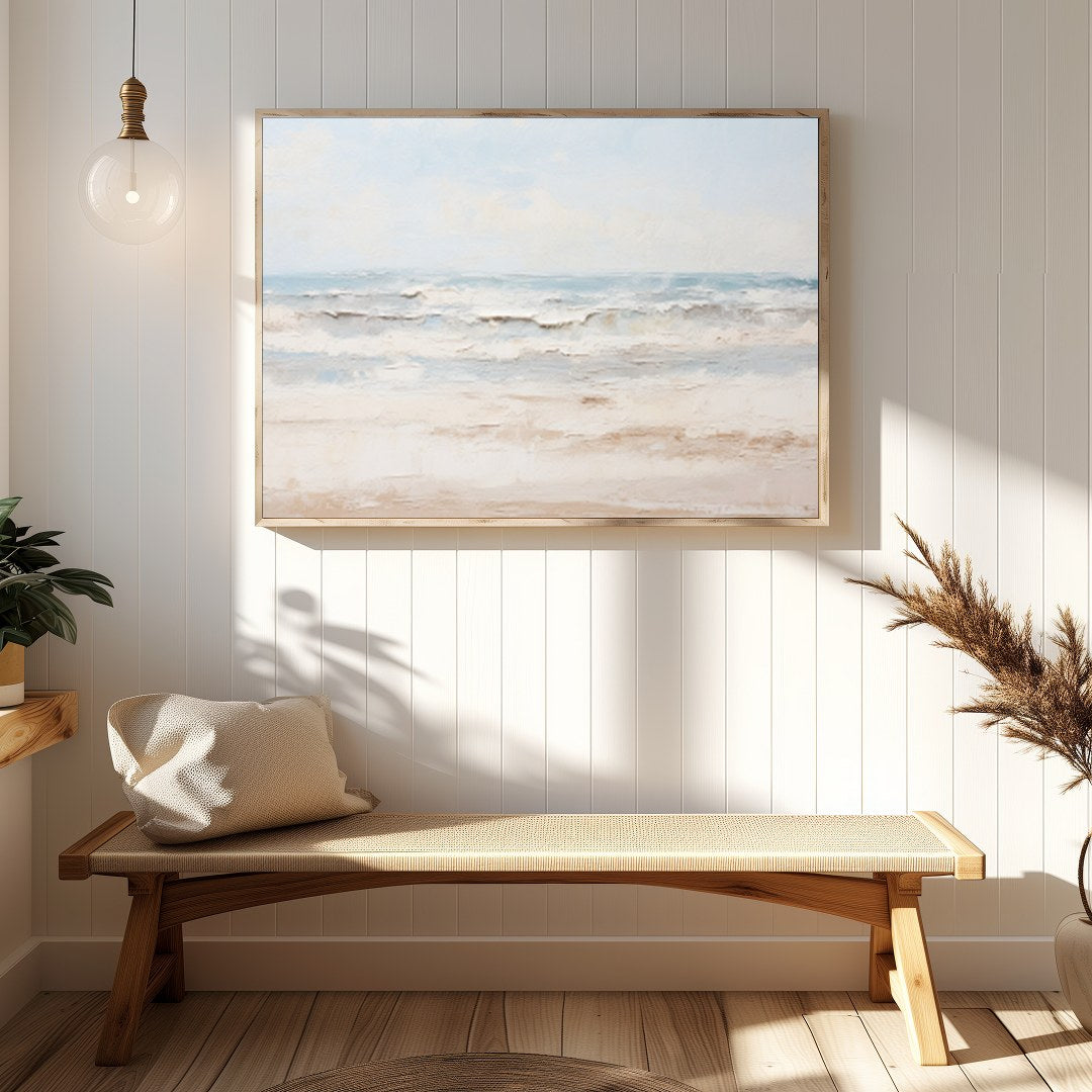 Immerse yourself in the tranquil embrace of 'Serenity at the Shoreline,' a captivating piece that for Hallway