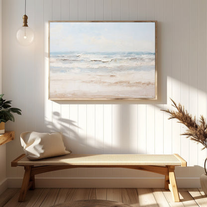 Immerse yourself in the tranquil embrace of 'Serenity at the Shoreline,' a captivating piece that for Hallway