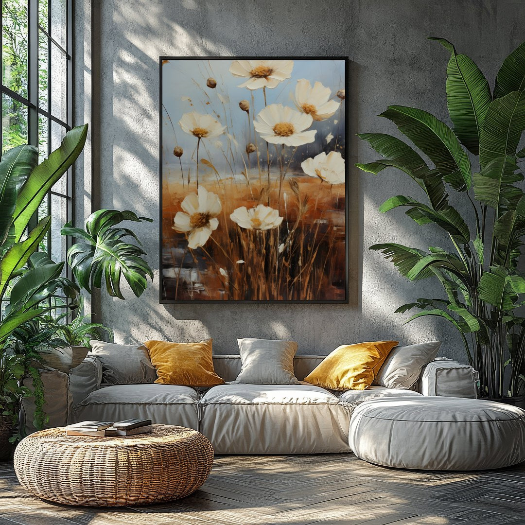Elevate your living space with the 'Serenity Blooms' artwork, capturing the ethereal essence of for Balcony