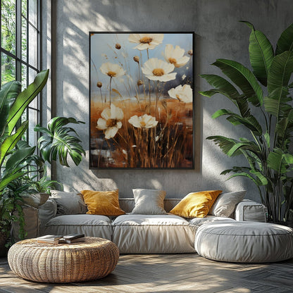 Elevate your living space with the 'Serenity Blooms' artwork, capturing the ethereal essence of for Balcony