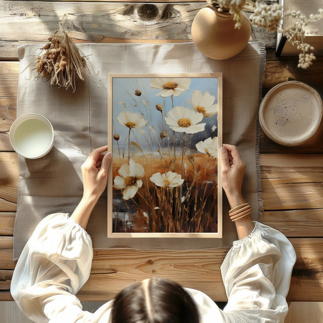 Elevate your living space with the 'Serenity Blooms' artwork, capturing the ethereal essence of for Kitchen