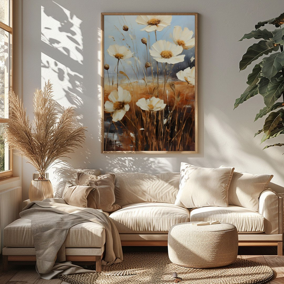 Elevate your living space with the 'Serenity Blooms' artwork, capturing the ethereal essence of for Sitting Area