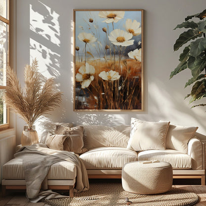 Elevate your living space with the 'Serenity Blooms' artwork, capturing the ethereal essence of for Sitting Area