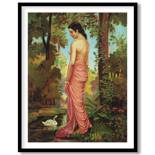 This captivating artwork captures the serene beauty of a woman in a tranquil forest setting. With for kitchen