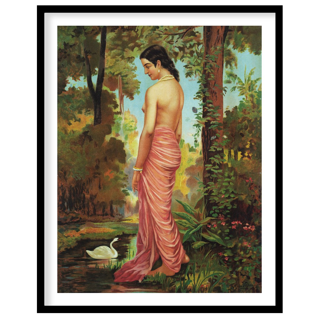 This captivating artwork captures the serene beauty of a woman in a tranquil forest setting. With for kitchen