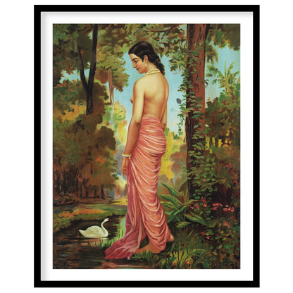 This captivating artwork captures the serene beauty of a woman in a tranquil forest setting. With for kitchen