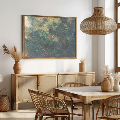 Capture the tranquil beauty of nature with this exquisite artwork, featuring lush greenery for Dining